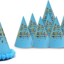 Vmd Birthday caps 1 Fancy SKY-BLUE Cap with 8 Printed SKY-BLUE Cap for Birthday KIDS-image-27