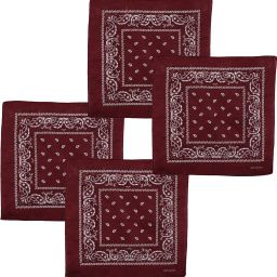 S4S Pack of 4 Double Side Print Unisex Pure Cotton Bandana (21 INCH X 21 INCH) ["Burgundy"] Handkerchief-image-32