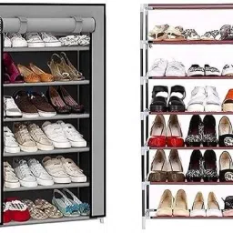 zenvexyo Home Utility Portable Space Saving 6 Layer Metal Shoe Rack Organizer Stand PP Collapsible Wardrobe image 2