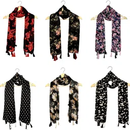 Printed Chiffon Women Multicolor Stole, Scarf, Fancy Scarf-image-47