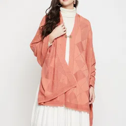 cantabil Self Design Wool Blend Women Pink Stole-picture-37