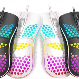 ENTWINO USB Mouse for Laptop/Computer, Honeycomb Design, Colorful Lights, DPI Button Wired Ambidextrous OpticalGaming Mouse image 3