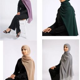 Solid Georgette Women Dark Green, Grey, Purple, Beige Stole-image-18