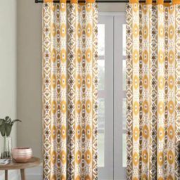 romee Cream Polyester Velvet Ethnic Motif 7FT Light Filtering Eyelet Door Curtains (Pack of 1)-picture-29