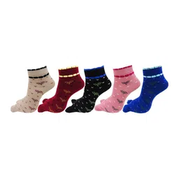 RC. ROYAL CLASS Women Pack Of 5 Printed Cotton Ankle-Length Thumb Socks-29