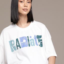 roadster Women Typography Round Neck Cotton Blend White T-Shirt-picture-38