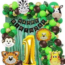 Solid 1st Birthday Decoration Jungle Theme Balloon-image-84