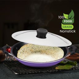 navrang NONSTICK APPACHETTY WITH SS LID, PURPLE Appachatty with Lid 1.1 L capacity 23.5 cm diameter image 3