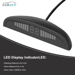 carzex Silver Led Display Car 4 Parking Sensor Reverse Backup Radar Sound Alarm Silver Display Car 4 Parking Sensor Reverse Backup Radar Sound Alarm System Kit Parking Sensor image 2