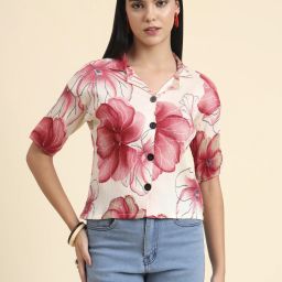 dressberry Women Boxy Fit Printed Lapel Collar Casual Shirt-picture-15