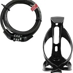 Cycle Bottle Holder for Bottle (Plastic) & 4 Digit Password Number Cable Lock Bicycle Bottle Holder-10