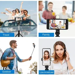 Growtechnohub R1S 3-in-1 Bluetooth Selfie Sticks with Flash, Detachable Wireless Remote G13 Monopod, Tripod, Tripod Kit image 4