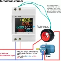 real instruments 6 in 1 Energy Meter Current Ampere Voltage Monitoring Device (D52-2066) Digital Voltage Tester image 2