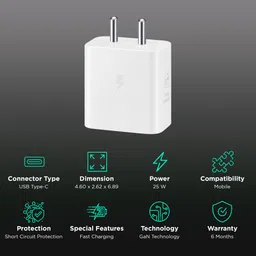 SAMSUNG EP-T2510XWNGIN 25W Type C Fast Charger (Type C to Type C Cable, Support PD 3.0 PPS, White) image 3