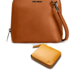 DailyObjects Leather Structured Sling Bag with Zip Wallet-23