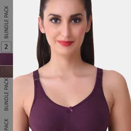 MAROON Pack of 2 Seamless Bra Heavily Padded Medium Coverage All Day Comfort-58