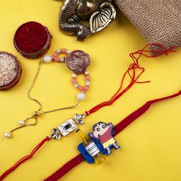 StileAdda Set of 3 Studded & Beaded Bracelet & Thread Rakhis With Roli Chawal-3