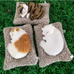 Cute Sleeping Cat Plush Toy with Meow Sound, Gift for Kids (Multicolor) - 18 cm-image-4