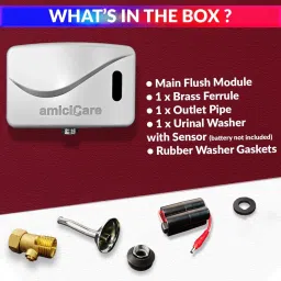 amicicare Automatic Urinal Sensor, Wall-Mounted Touchless Infrared Flush Valve Sensor Flush Tank image 4