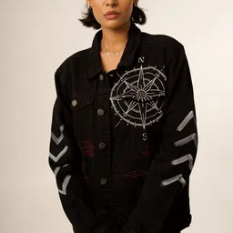 VALKYRE Unisex Checked Cotton Longline Tailored Jacket with Embroidered-picture-25
