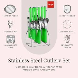 parage Zolta Stainless Steel Cutlery Set- Set of 25 for Dining Table Stylish Stainless Steel Cutlery Set image 4