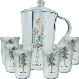 ARTHA Laser Printed Glass Jug Glass Set-image-2