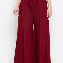classi kaari Women Flared Maroon Polycotton Trousers-picture-9
