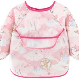Unicorn Baby Bib Waterproof Long Sleeve Toddler Bibs with Crumb Catcher Pocket-image-25