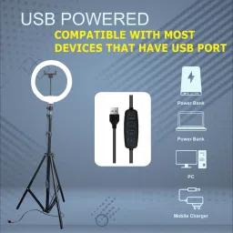 SHINEON 10 " Big LED Ring Light with 7 Ft Tripod Stand & mobile holder for video Making Tripod Kit image 2