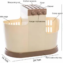mg store Multi Functional Self Draining Organizer Chopsticks Basket - Spoons, Knife & Other Kitchen Cutlery Storage Holder Stand Disposable Plastic Cutlery Set image 4