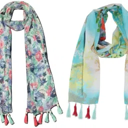 Printed Chiffon Women Multicolor Scarf, Stole, Fancy Scarf-image-73