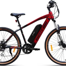 Meraki S7 13Ah Battery | All Alloy Shimano | 250W IP65 BLDC Motor | Maroon Black 27.5 inches 7 Gear Lithium-ion (Li-ion) Electric Cycle-13
