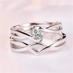 Adjustable Couple Rings for lovers in silver stylish king Alloy Cubic Zirconia Titanium Plated Ring Set-image-91