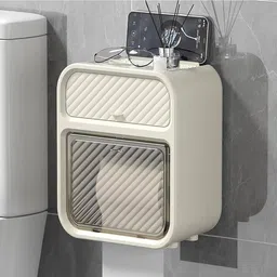 dherik tradworld Punch-Free Paper Holder Wall-Mounted Toilet Toilet Paper Box Tissue Box Plastic Toilet Paper Holder-picture-4