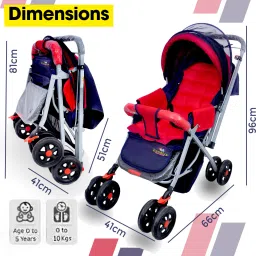 dandles Baby Stroller and Pram with Sun Canopy & Mosquito Net and Wheel Breaks Stroller Stroller image 2