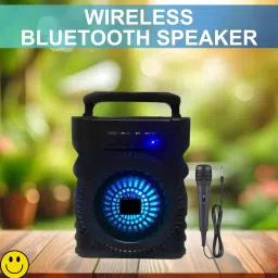 Clairbell 301(PORTABLE WIRELESS BLUETOOTH SPEAKER) Crystal Clear SoundWith Karaoke MicE483 5 W Bluetooth Laptop/Desktop Speaker-image-79