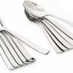 Stainless Steel Table Spoon & Fork for Tea, Coffee, Sugar, Condiments & Spices - Set of 12 (Contains 6 Table Spoons, 6 Forks) Steel Cutlery Set-10