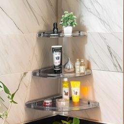 Wall Mounted Corner Shelf for Bathroom Multipurpose Bathroom Accessories Acrylic Wall Shelf-image-17