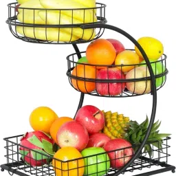 3 Tier Fruit Basket for Kitchen Countertop Vegetables Snacks Bread Storage, Iron Fruit & Vegetable Basket-image-69