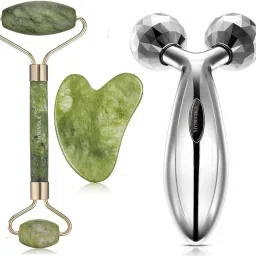 MORVIKA Jade Roller & Gua Sha Tool 100% Natural Himalayan Stone for Face Neck Healing Ma Face Massager,3D Massager Face Body Massager Massager-16