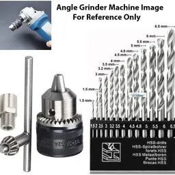 Drill Bits 13 mm Drill Chuck for Angle Grinder and Drill Machine with Converter Nut Adaptor Key and 13 Pcs Hss Drill Bit Set Size 1.5-6.5 mm DCAB011 Rotary Tool-20