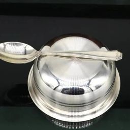 Astro Astro-D 999 Silver katori 25gm with Silver Spoon 14gm. Decorative Showpiece - 8 cm-image-75