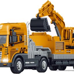 1:24 Metal Construction Truck Toys and Trailer Set (Rescue Trailer Truck 3)-picture-15