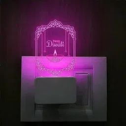 3D Illusion Happy Diwali Multicolored Plug Night Light Suitable for Any Room Night Lamp-image-60