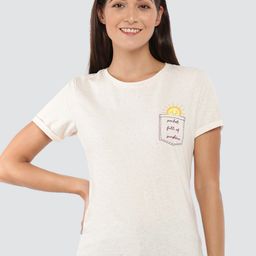Dollar Missy Women Cream-Coloured Printed Anti Odour Cotton Slim Fit T-shirt-image-73