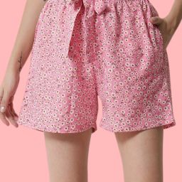 Printed Women Pink Regular Shorts-image-35