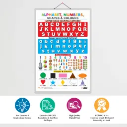 go woo Pack of 2 Numbers 1-100 and Alphabet, Numbers, Shapes &Colour Educational charts image 4