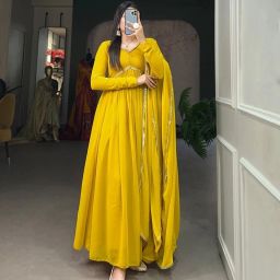 Georgette Stitched Anarkali Gown-image-16