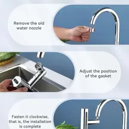 nivo 4-in-1 360° Rotatable Waterfall Faucet Head Extender with 4 Adjustment Mode Faucet Mount image 2