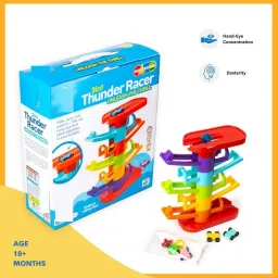 3 in 1 Thunder Racer Track Car Ramp 5 Layer Ball Drop & Roll Swirling Tower Toys-41